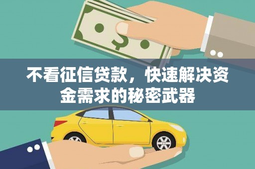 仑背不看征信贷款，快速解决资金需求的秘密武器