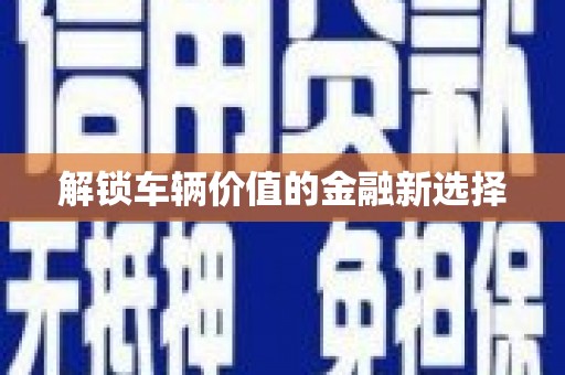 仑背解锁车辆价值的金融新选择