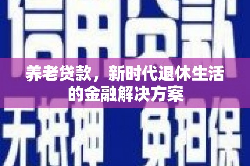 仑背养老贷款，新时代退休生活的金融解决方案